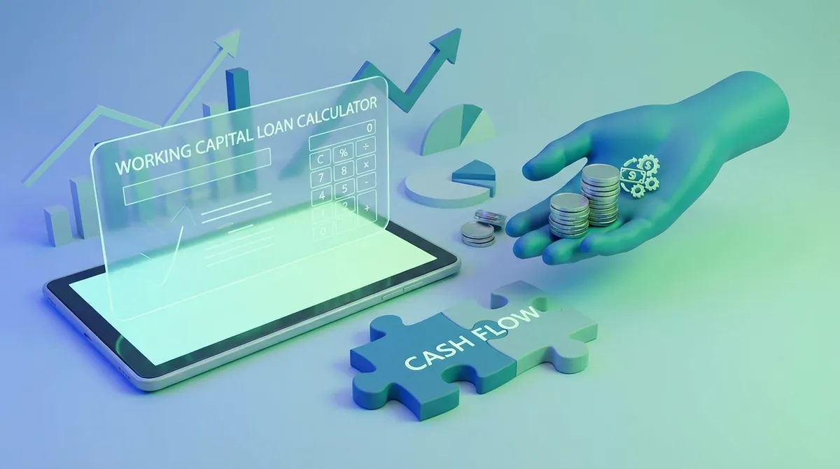 Visualization of the working capital loan calculator, showing how interest rates and terms affect the total repayment amount for short-term business loans.