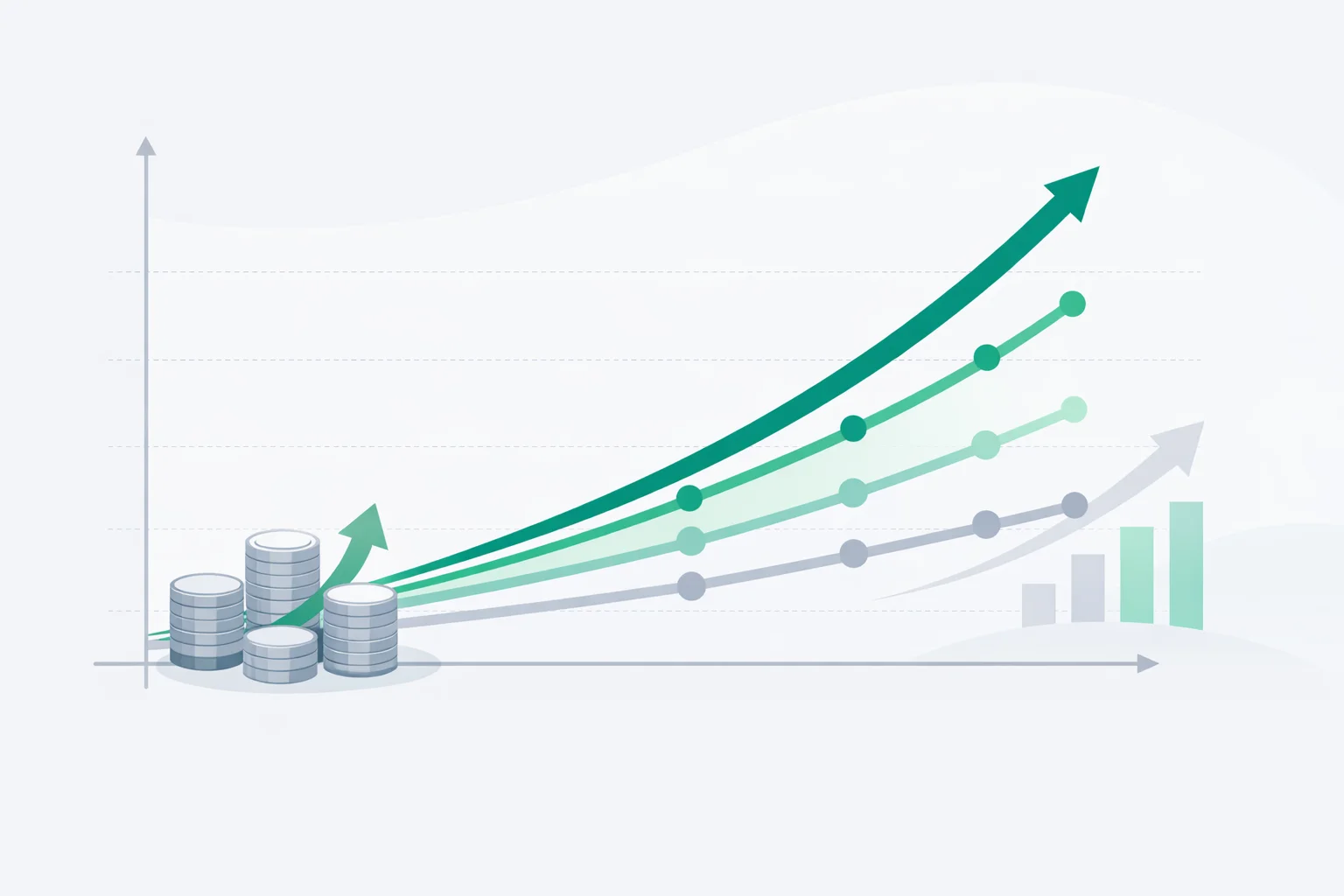 CAGR Calculator showing compound annual growth rate analysis with investment growth curves