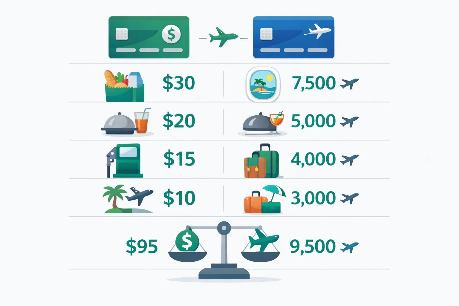 Credit card rewards calculator comparing cash back and points by spending category