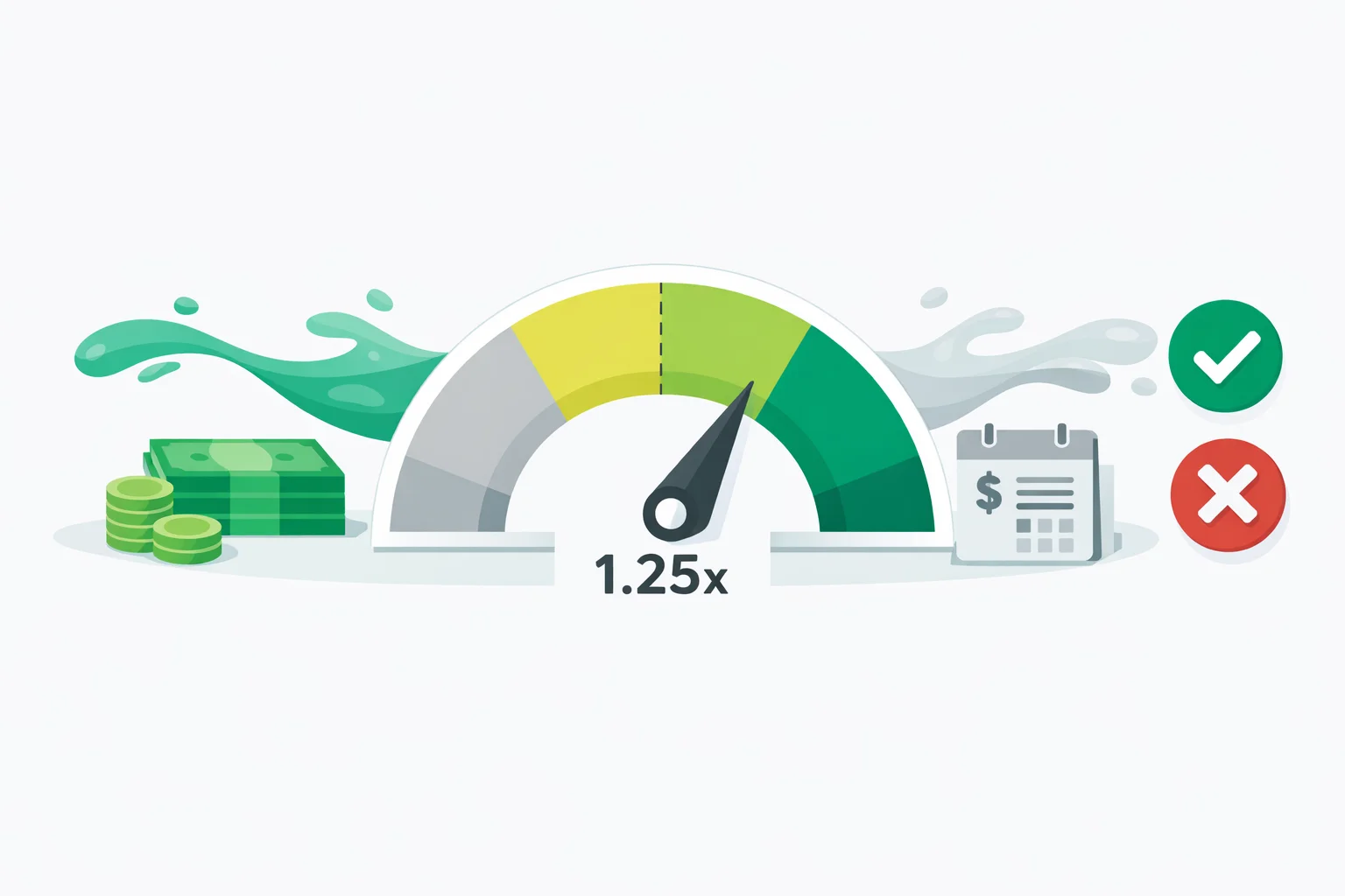 DSCR calculator showing a business loan's debt service coverage ratio against lender thresholds