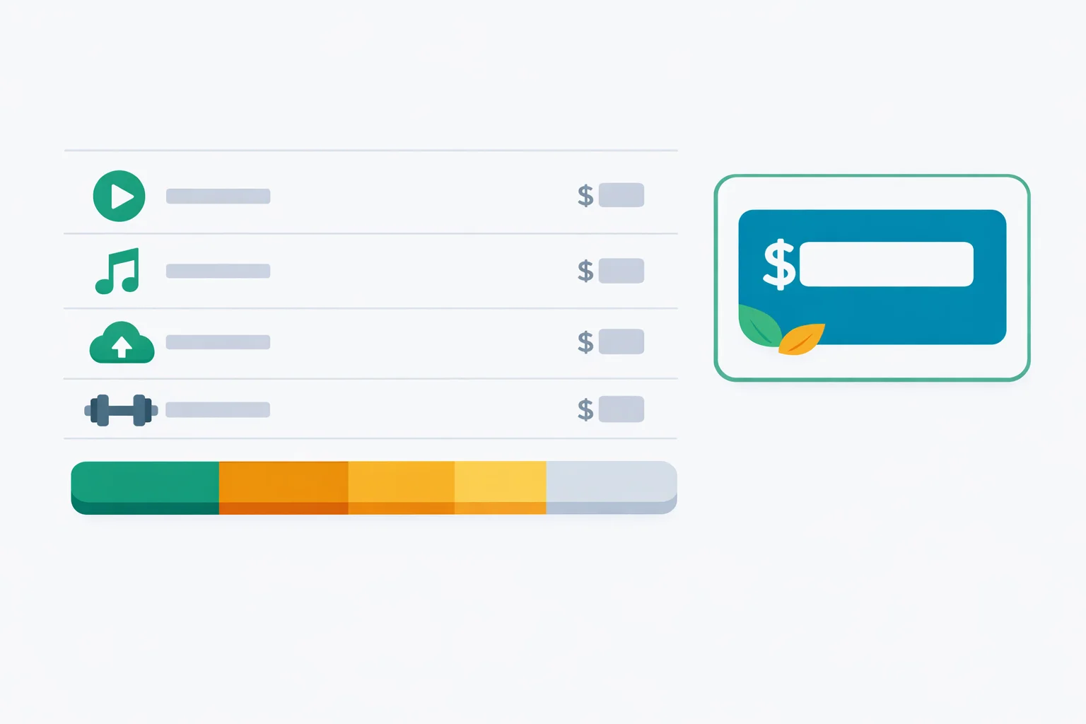 Subscription cost audit showing eight recurring charges ranked by annual cost and cost per use