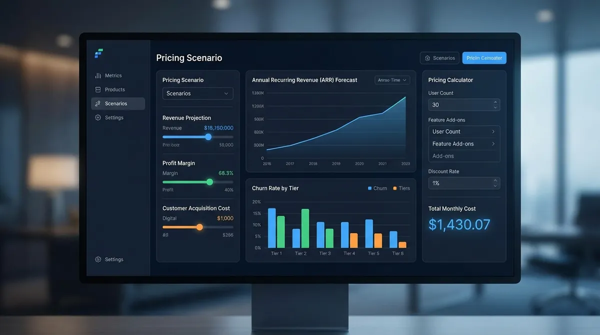 Illustration of the pricing calculator showing how product costs and desired profit margins are utilized to determine the final selling price for a product.