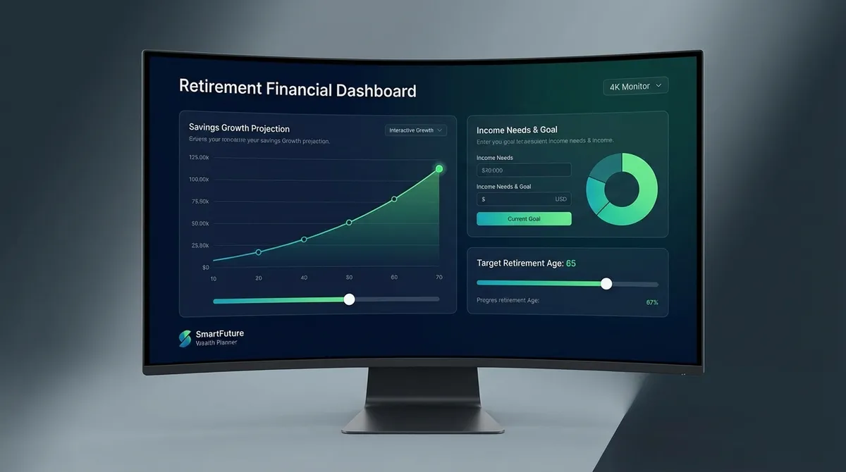 Illustration from the retirement calculator: visualize how you plan retirement savings, income, and age and project savings, income, and withdrawal needs.
