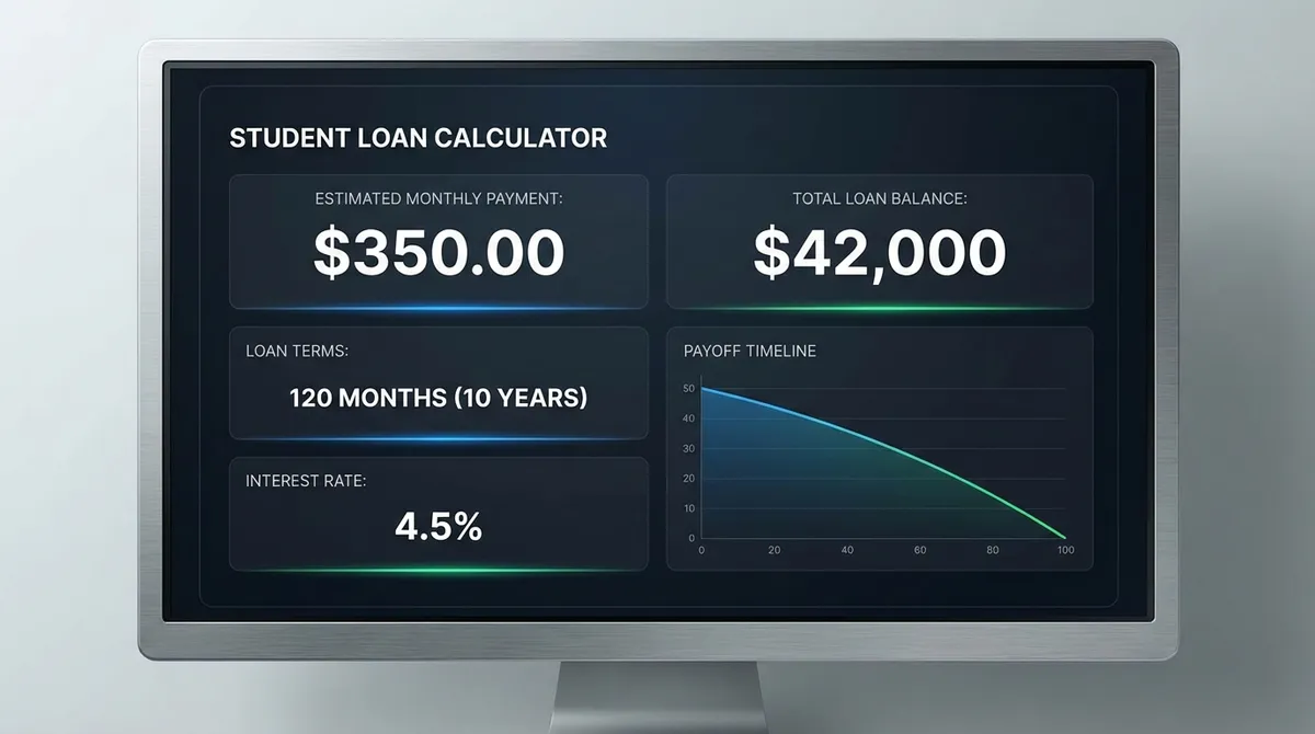 Interactive graph showing student loan amortization, balance reduction, and interest savings over time.